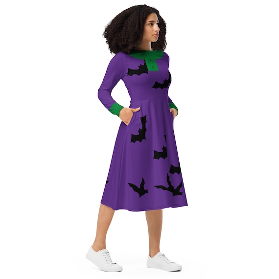 Teacher Batty Dress - All-Over Print Long Sleeve Midi Dress Size 2XS - 6X