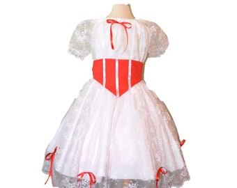 Child - Practically Perfect White Dress - Adaptive Clothing Option