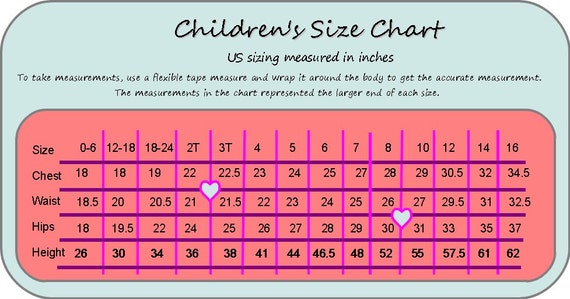 Girls Size Chart Us