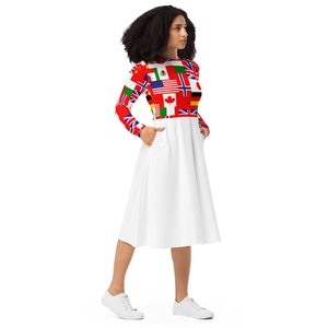 Flags of the countries - Sizes 2XS - 6 XL - All-over print long sleeve midi dress