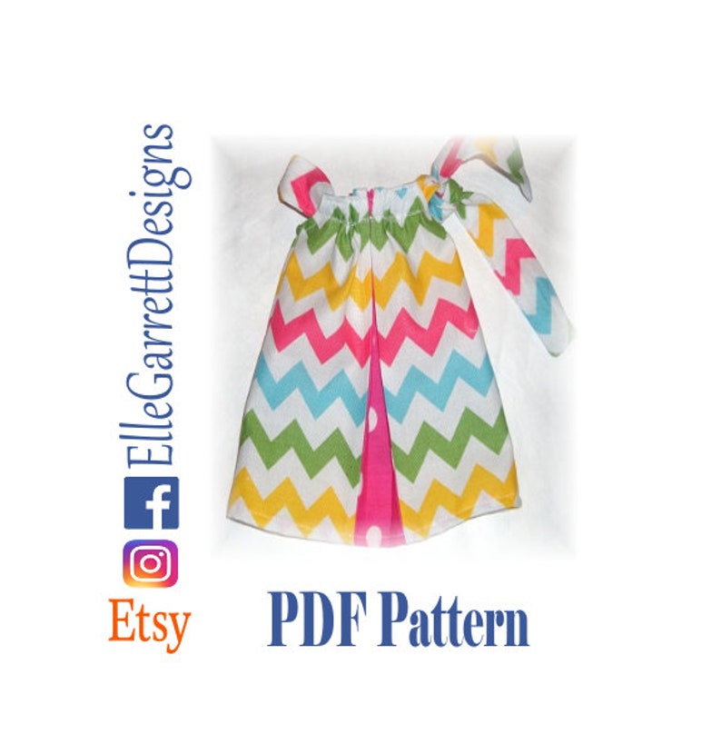 PDF Pattern Peek-A-Boo PillowCase style Dress size 6 months girls 12 image 1