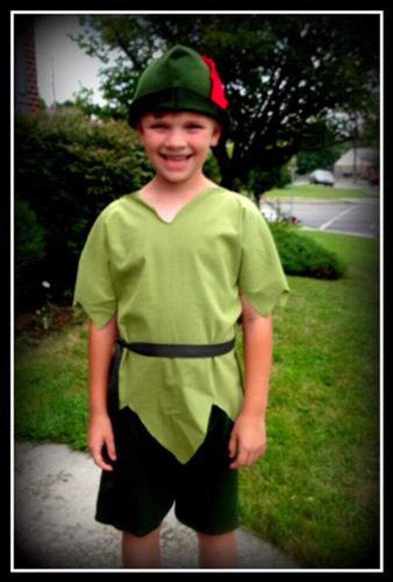 Lost Boy Costume Shirt Waist tie Shorts Child Hat -Adaptive Clothing Option