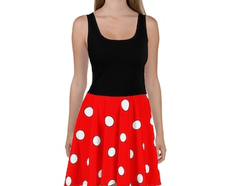 Adult - Red Polka Dot Mouse Skater Dress