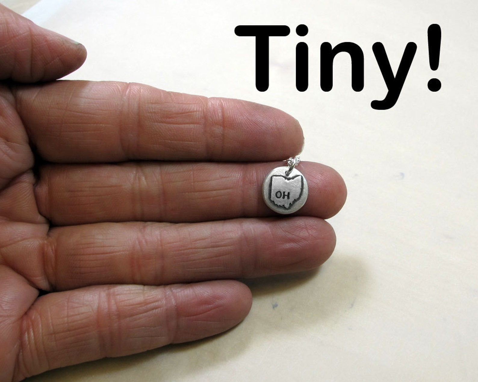 Tiny Ohio necklace silver state jewelry silver map pendant Etsy