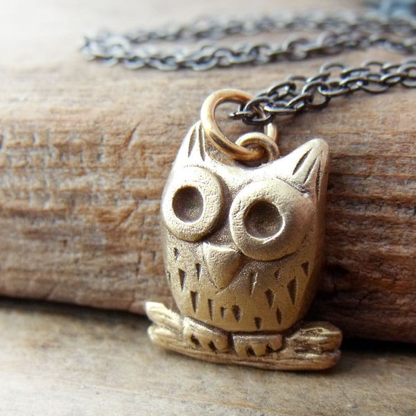 Bronze owl necklace  - handmade