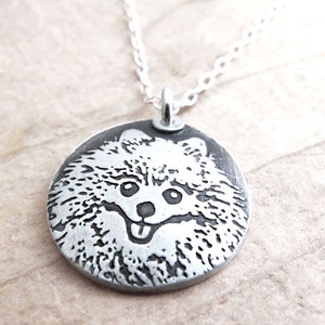Pomeranian necklace in silver, Pom jewelry, memorial necklace image 1