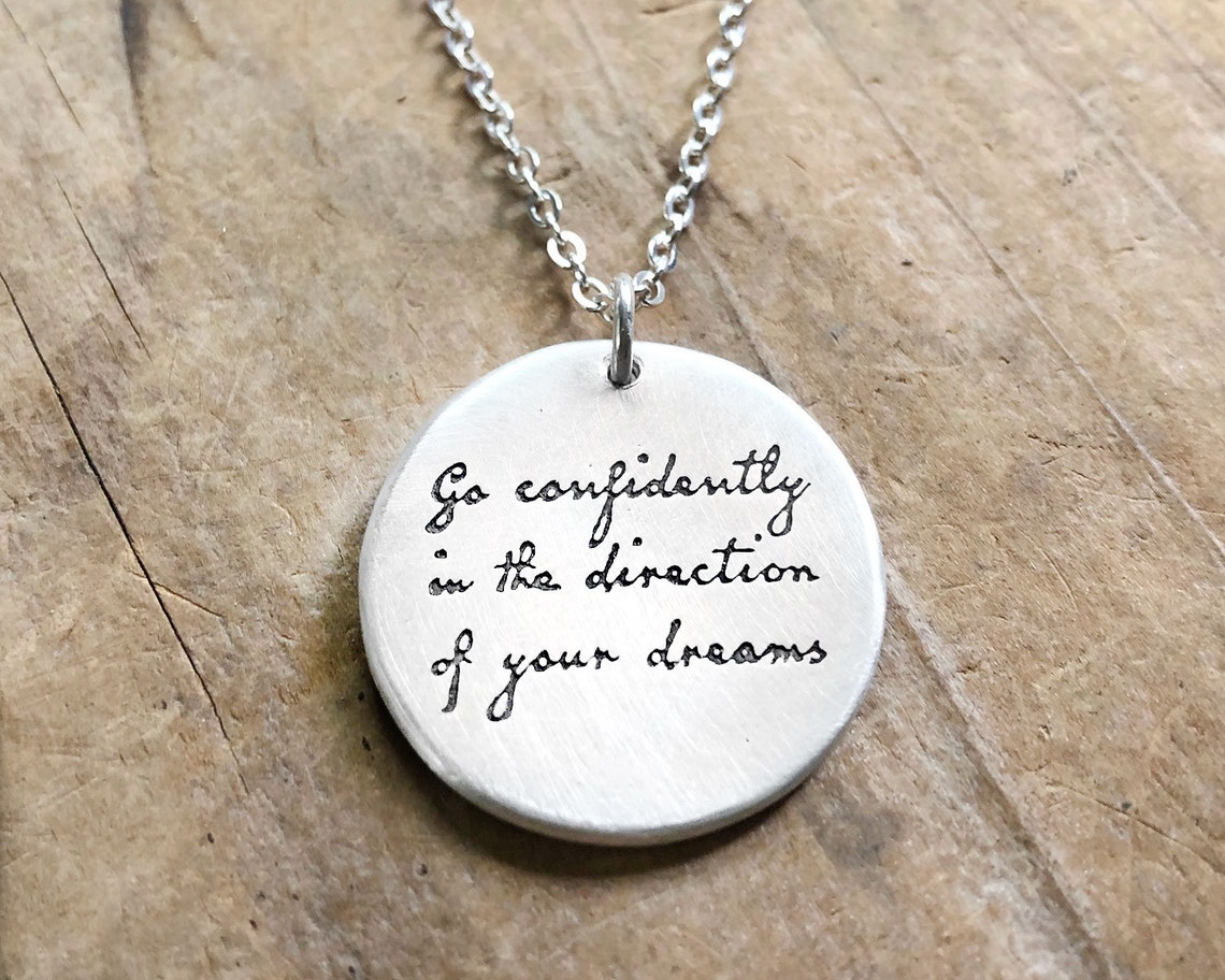 Compass and inspirational quote necklace Go confidently in Etsy