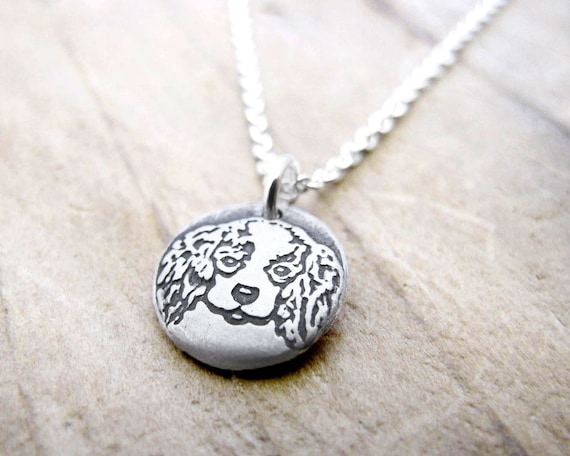Tiny Cavalier King Charles Spaniel Necklace in Silver Dog
