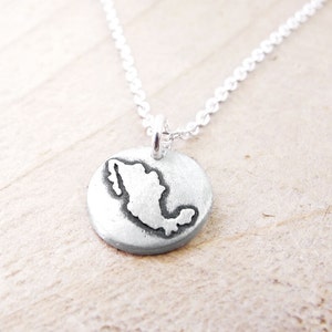 Tiny Mexico necklace, silver map jewelry Mexico pendant
