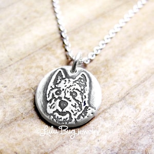 Tiny Westie necklace in silver, West Highland White Terrier jewelry, dog memorial necklace, remembrance jewelry