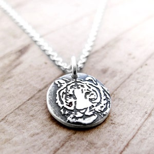 Tiny Tiger necklace in silver, gift for animal lover image 1