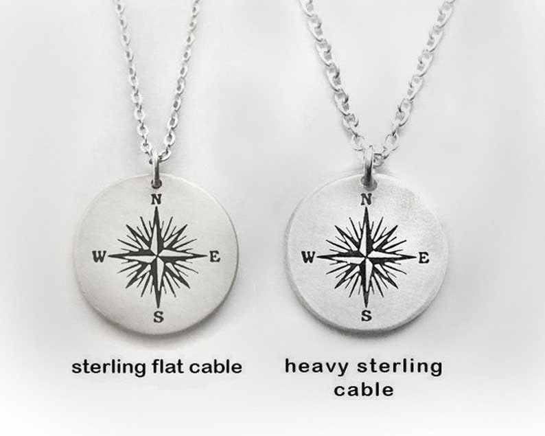 Compass Necklace in sterling silver with Invictus quote image 4