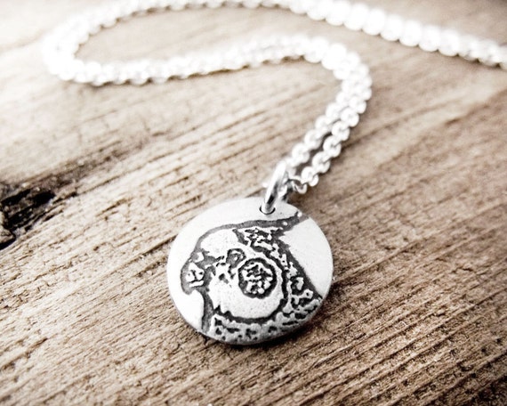 Tiny Cockatiel necklace in silver, pet memorial jewelry