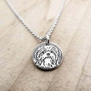 Tiny Shih Tzu necklace in silver, dog memorial jewelry, pet parent gift image 1