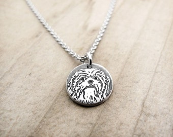 Tiny Shih Tzu necklace in silver, dog memorial jewelry, pet parent gift