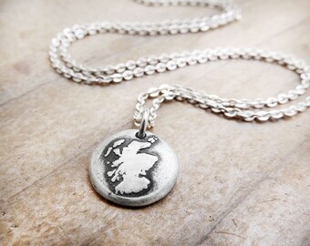 Tiny Scotland necklace in silver, map jewelry, Scotland jewelry, map of Scotland pendant