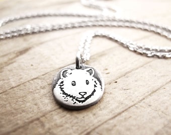 Tiny Hamster necklace in silver, pet memorial jewelry