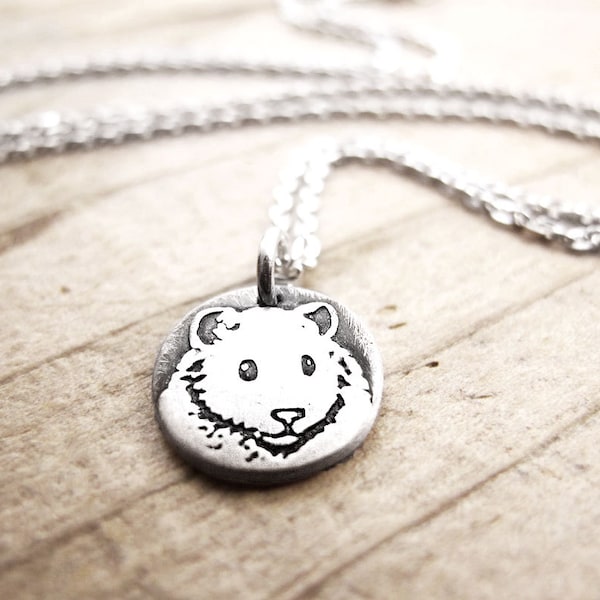 Tiny Hamster necklace in silver, pet memorial jewelry