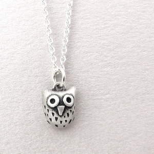 Very tiny owl necklace in sterling silver, cute owl jewelry, gift for daughter or mom