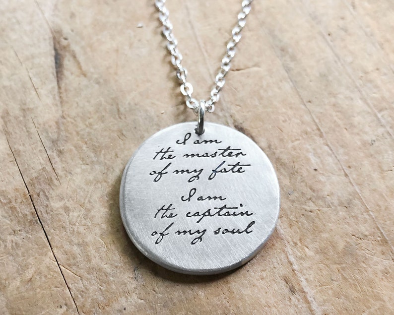 Compass Necklace in sterling silver with Invictus quote image 2