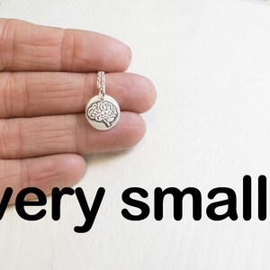 Tiny brain necklace in silver realistic human brain jewelry image 3