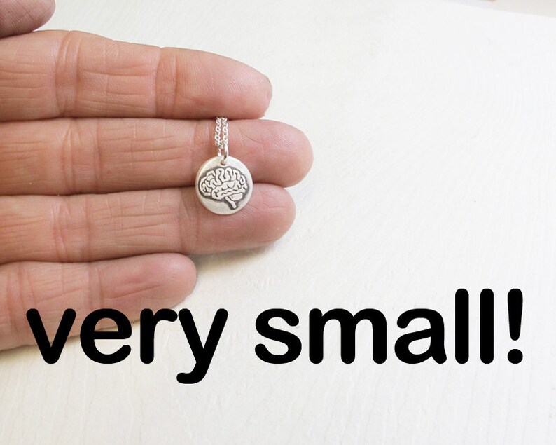 Tiny brain necklace in silver, realistic human brain jewelry image 3