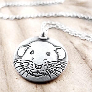 Dumbo rat necklace in silver, pet rat jewelry image 1