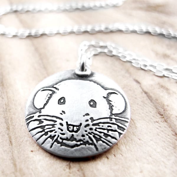 Dumbo rat necklace in silver, pet rat jewelry