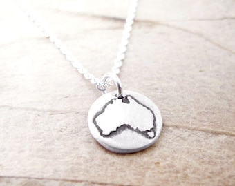 Tiny Australia necklace, silver map jewelry, Aussie necklace, Australia jewelry