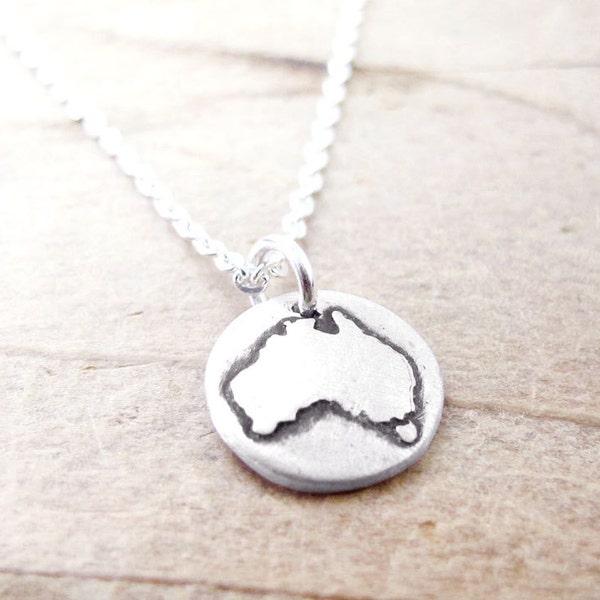 Tiny Australia necklace, silver map jewelry, Aussie necklace, Australia jewelry