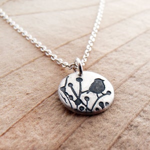 Tiny little bird necklace in silver, gift for mom or wife