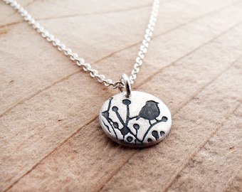 Tiny little bird necklace in silver, gift for mom or wife