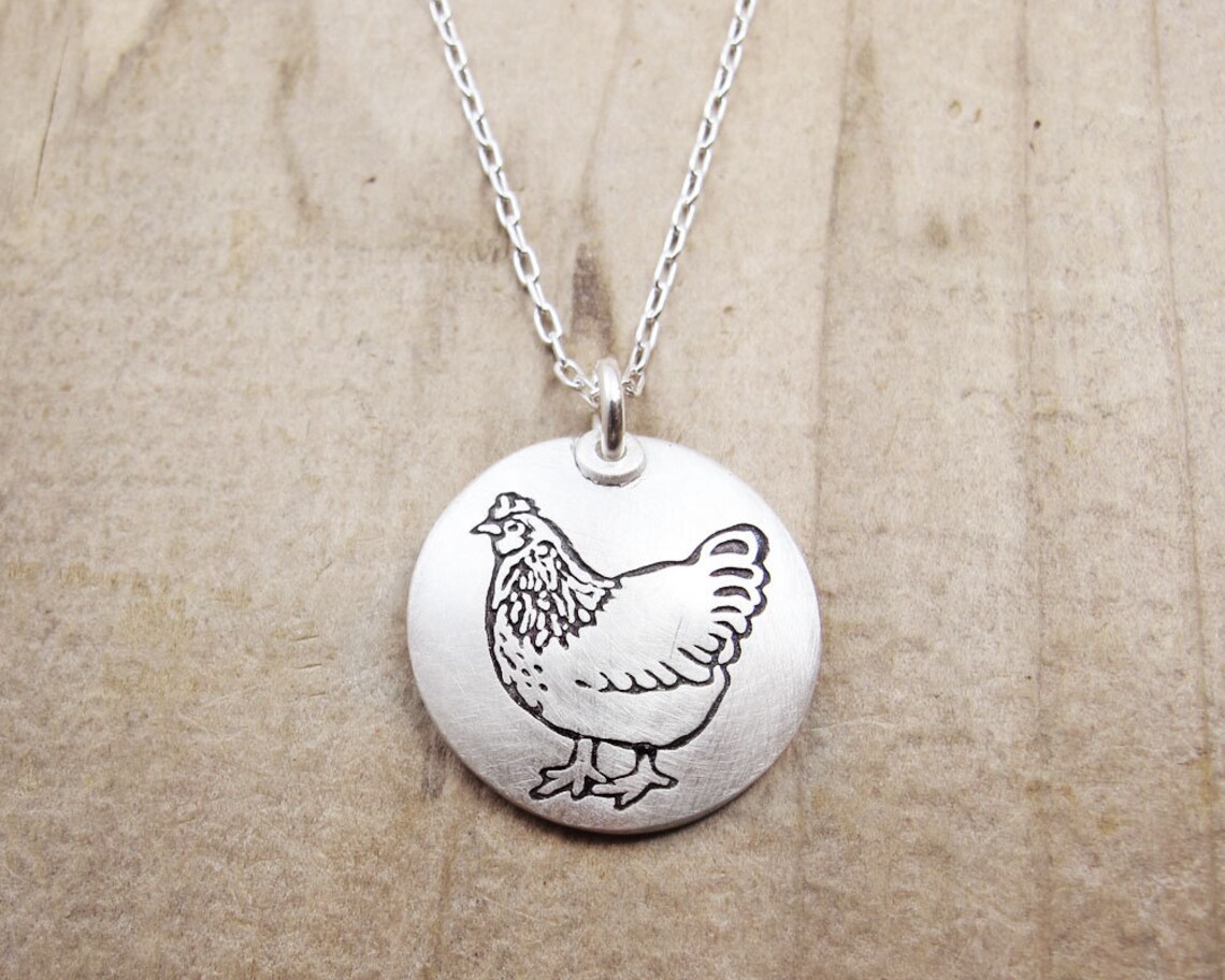 Silver Chicken Necklace, Chicken Jewelry, Hen Necklace, Gift for Her ...