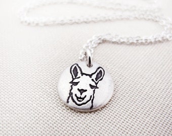 Tiny Llama necklace in silver, gift for wife or daughter