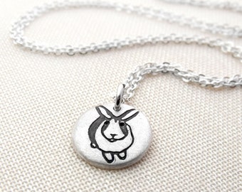 Tiny  silver bunny rabbit necklace, pet memorial jewelry, gift for daughter