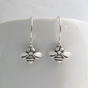 Very tiny bee earrings in sterling silver image 3