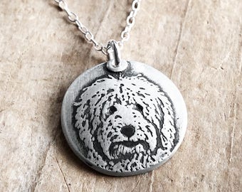 Goldendoodle necklace in silver - gift for dog lover