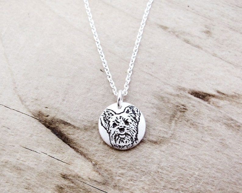 Tiny Yorkie Necklace in Silver Yorkshire Terrier Necklace Etsy