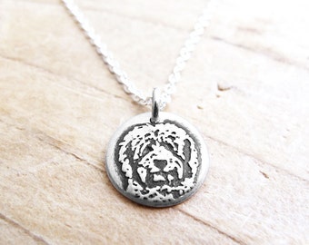 Tiny Goldendoodle necklace in silver - Labradoodle gift for her