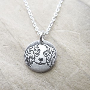 Tiny Cavalier King Charles Spaniel necklace in silver, dog memorial jewelry image 2