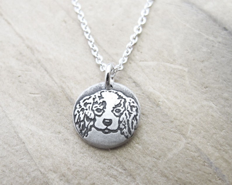 Tiny Cavalier King Charles Spaniel necklace in silver, dog memorial jewelry image 2