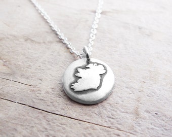 Tiny Ireland necklace silver map jewelry Ireland jewelry  Éire necklace  Éire jewelry map of Ireland