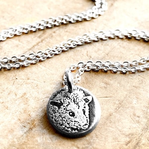 Tiny silver Opossum necklace - gift for her