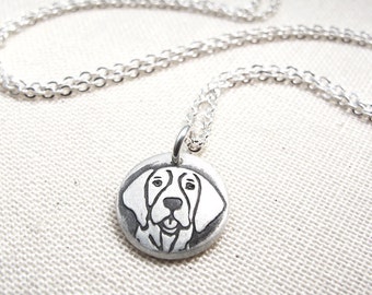 Tiny German Shorthaired Pointer necklace in silver, dog memorial jewelry