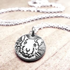 Tiny silver rat necklace, pet memorial or remembrance jewelry for rat lovers image 1