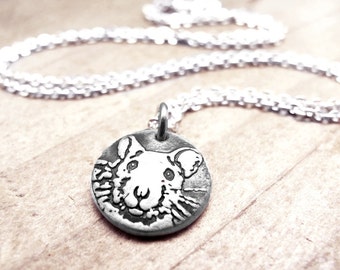 Tiny silver rat necklace, pet memorial or remembrance jewelry for rat lovers