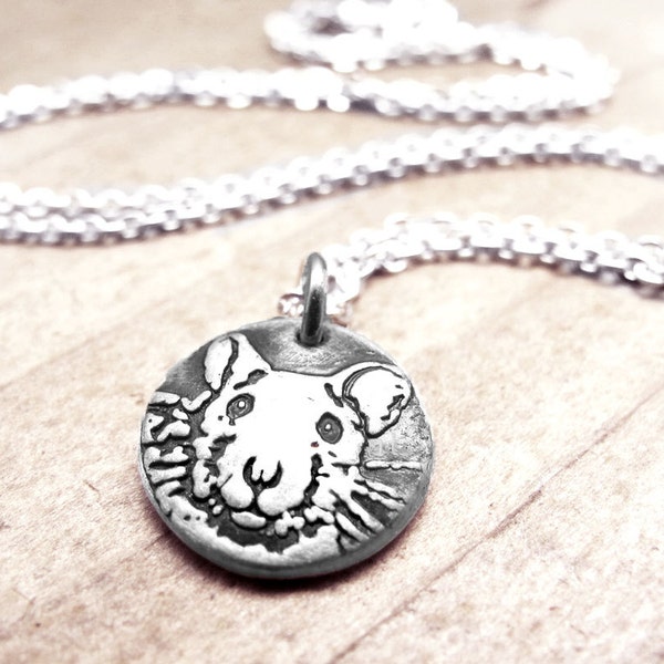 Tiny silver rat necklace, pet memorial or remembrance jewelry for rat lovers