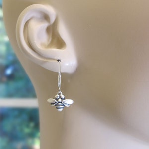 Very tiny bee earrings in sterling silver image 2