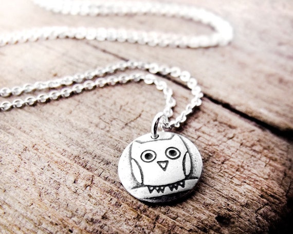 Tiny Owl Necklace in Silver Cute Owl Jewelry Gift for Girl Etsy
