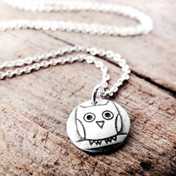 Tiny Owl Necklace in Silver, Cute Owl Jewelry, Gift for Girl